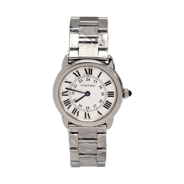 Cartier Ronde de Cartier Uhr, 29.5 mm, weißes Zifferblatt, Artikel 70905223, Stahl