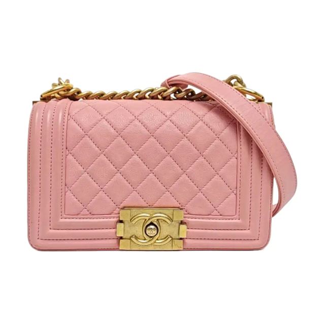 Chanel Boy Schultertasche, 20.5 cm, Rosa, Leder