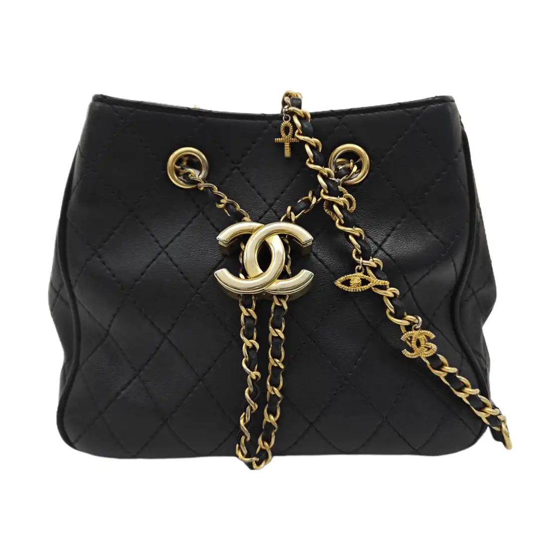 Chanel Cc Drawstring Bucket, 19 cm, Schwarz, Leder, Fotografiere 1