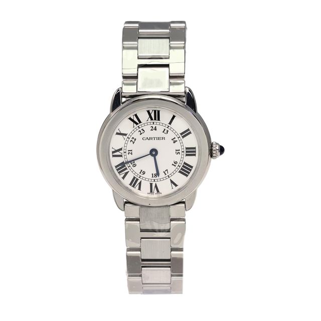 Cartier Ronde de Cartier Uhr, 29.5 mm, weißes Zifferblatt, Artikel 70947066, Stahl