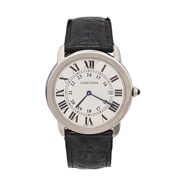 Cartier Ronde de Cartier Uhr, 36 mm, weißes Zifferblatt, Artikel 70981486, Stahl