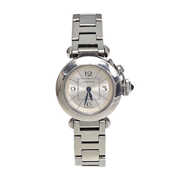 Cartier Pasha de Cartier Uhr, 27 mm, silberfarbenes Zifferblatt, Artikel 70999818, Stahl