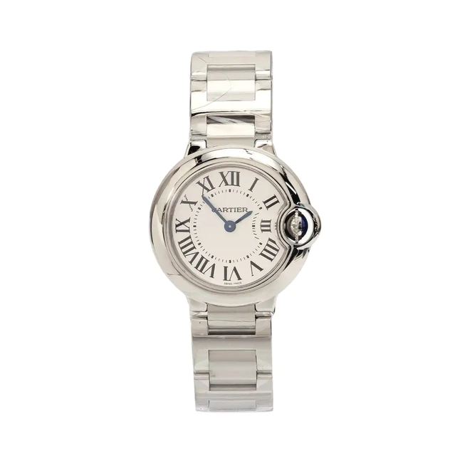 Cartier Ballon Bleu Uhr, 28 mm, silberfarbenes Zifferblatt, Artikel 71076244, Stahl