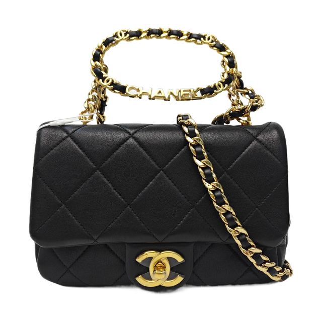 Chanel Classic Flap Handtasche, 18.5 cm, Schwarz, Leder
