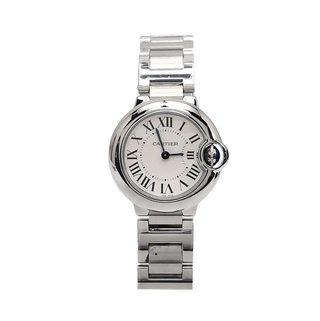Cartier Ballon Bleu Uhr, 28.6 mm, weißes Zifferblatt, Artikel 71083909, Stahl