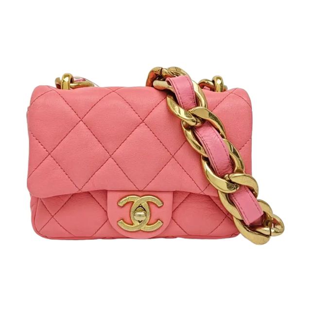 Chanel Classic Flap Handtasche, 17 cm, Rosa, Leder