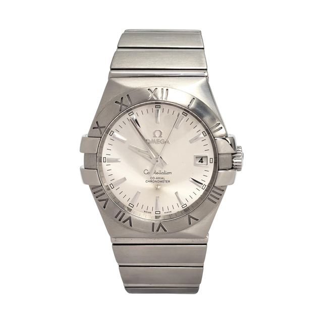 Omega Constellation Uhr, 35 mm, silberfarbenes Zifferblatt, Stahl