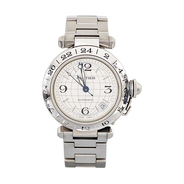 Cartier Pasha de Cartier Uhr, 35 mm, weißes Zifferblatt, Stahl