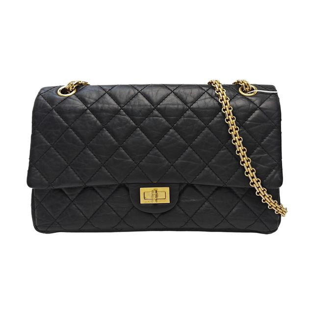 Chanel 2.55 Schultertasche, 28 cm, Schwarz, Artikel 71253427, Leder