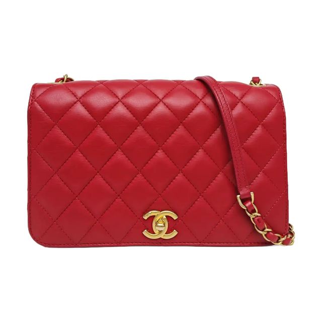 Chanel Classic Flap Schultertasche, 25 cm, Rot, Leder