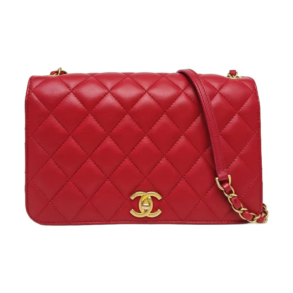 Chanel Classic Flap Schultertasche, 25 cm, Rot, Leder, Fotografiere 1