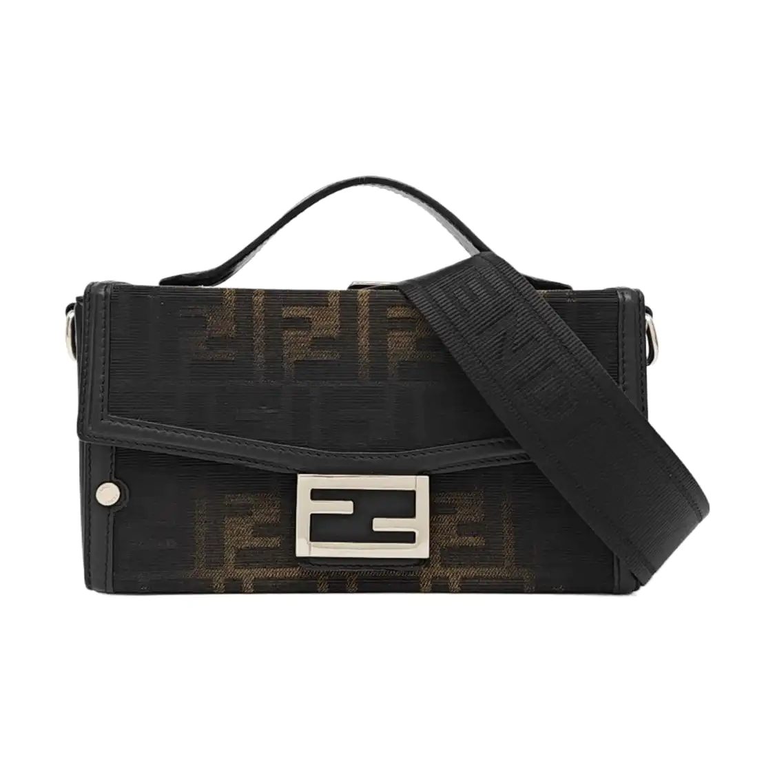 Fendi Soft Trunk Baguette, 21 cm, Brown, Cloth, photograph 1