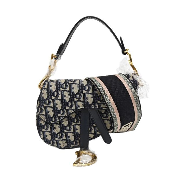 Dior Saddle Handtasche, 19 cm, Blau, Stoff