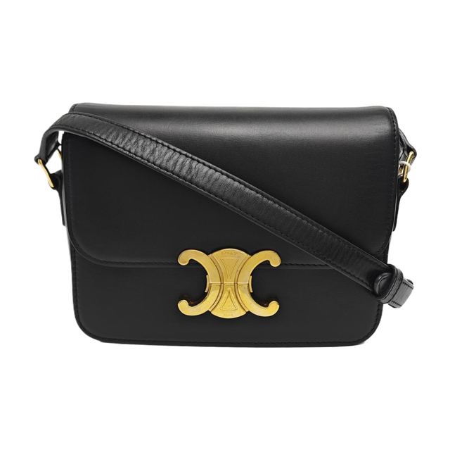 Celine Teen Triomphe Schultertasche, Schwarz, Leder