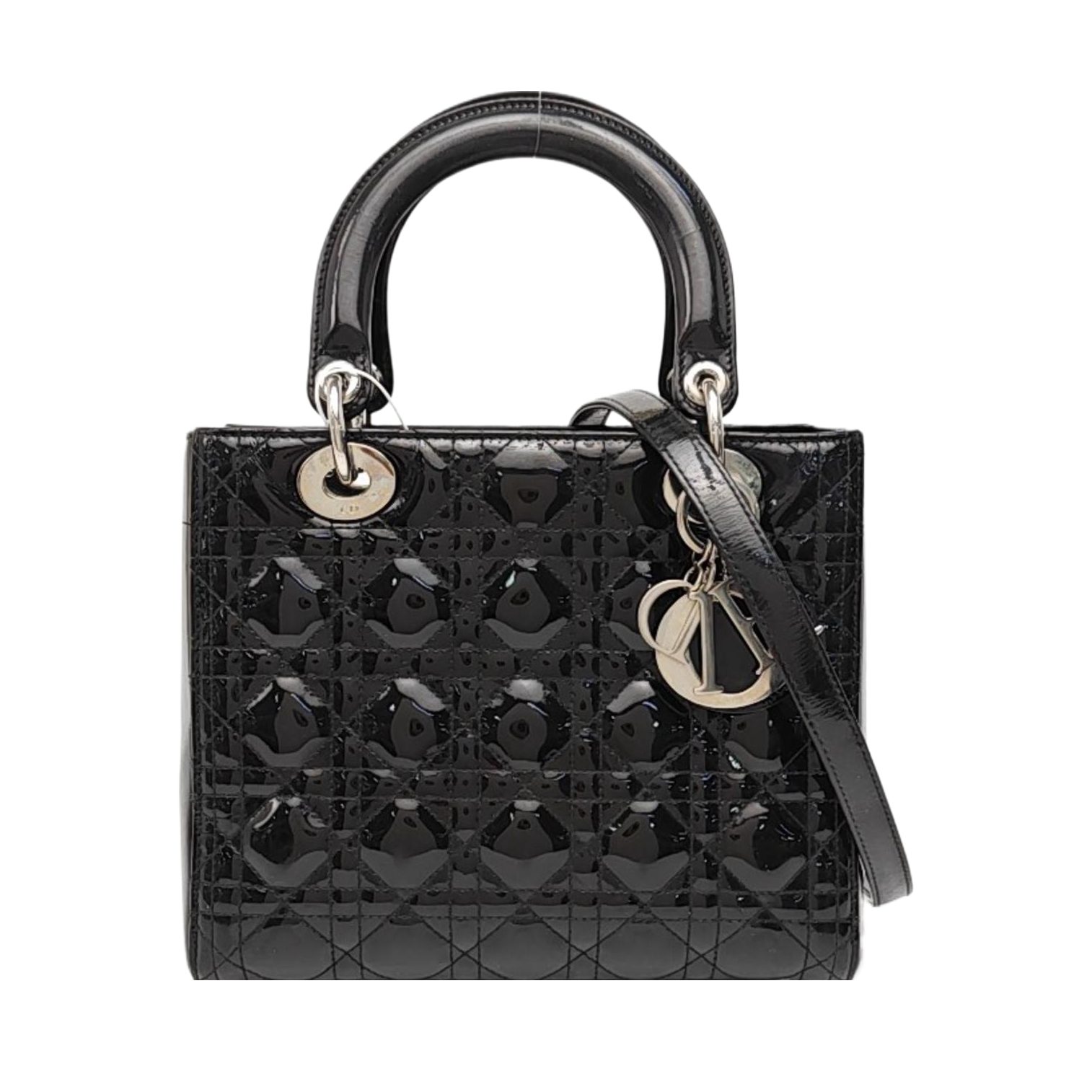 Dior Lady Dior Handtasche, 24 cm, Schwarz, Lackleder, Fotografiere 1