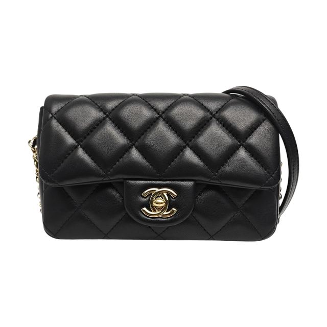 Chanel Classic Flap Schultertasche, 17 cm, Schwarz, Artikel 71401189, Leder
