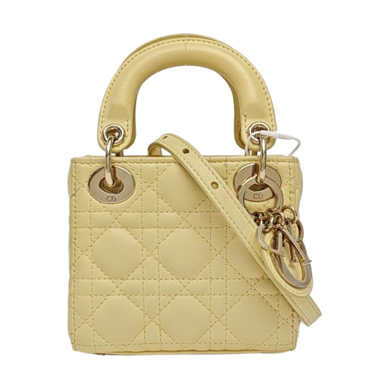 Dior Lady Dior Handtasche, 12 cm, Gelb, Leder, Fotografiere 1