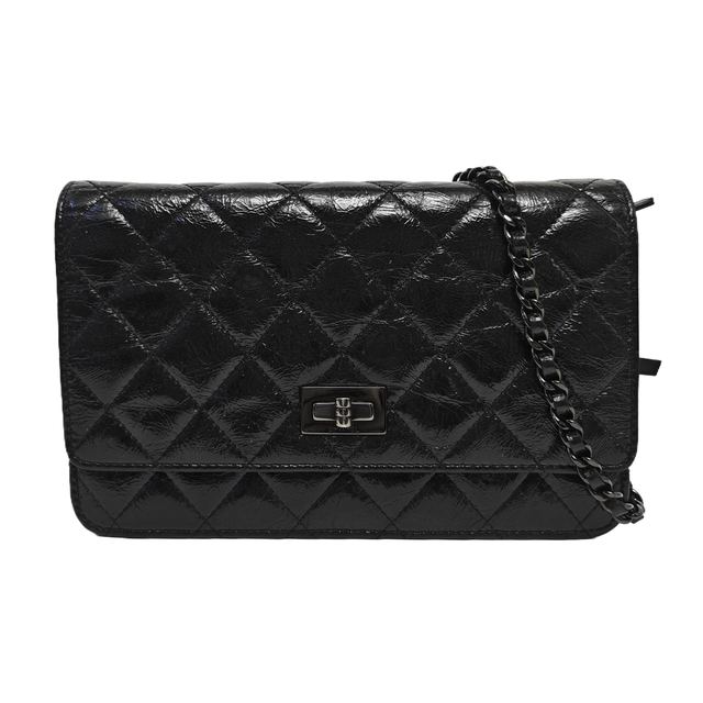 Chanel 2.55 Schultertasche, 19.2 cm, Schwarz, Leder
