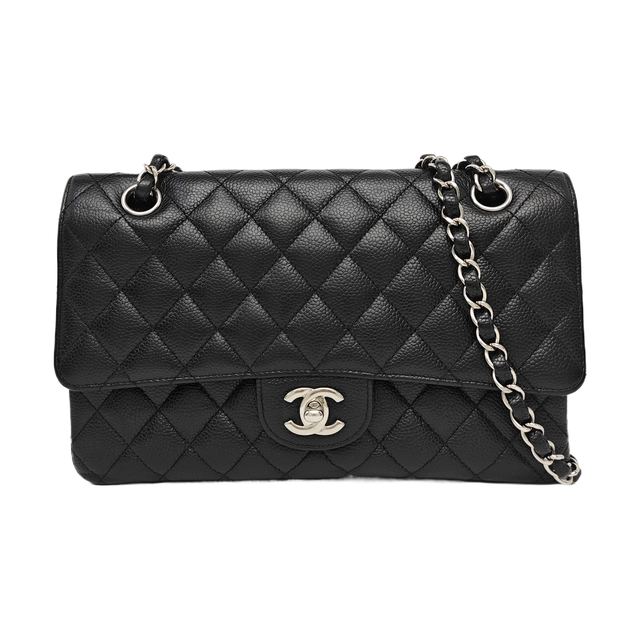 Chanel Classic Flap Schultertasche, 25.5 cm, Schwarz, Artikel 71537822, Leder