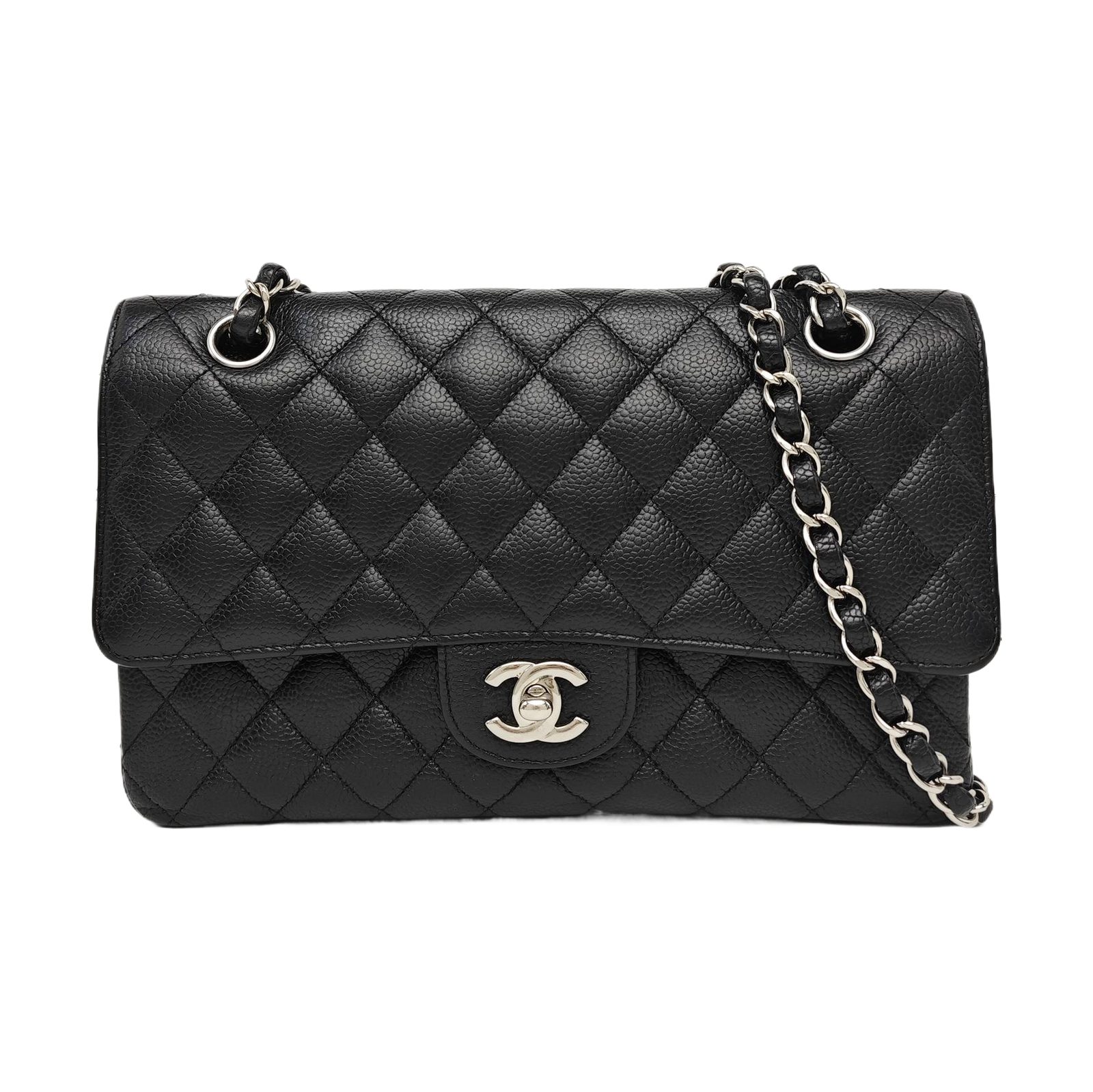 Chanel Classic Flap Shoulder Bag, 25.5 cm, Black, Item 71537822, Leather, photograph 1