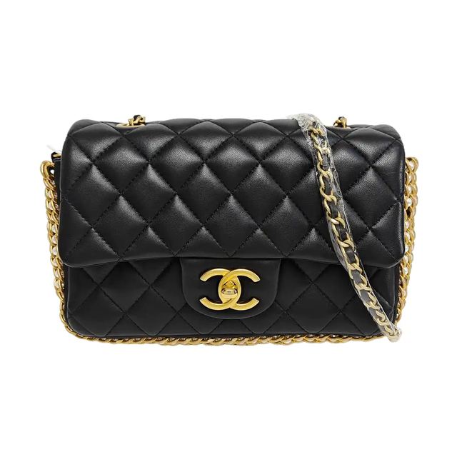Chanel Classic Flap Schultertasche, 23 cm, Schwarz, Leder