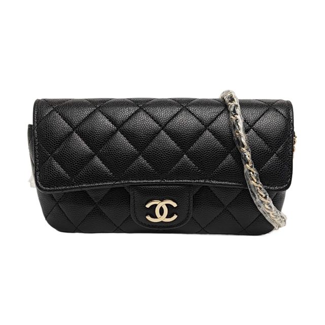 Chanel Classic Flap Schultertasche, Schwarz, Leder