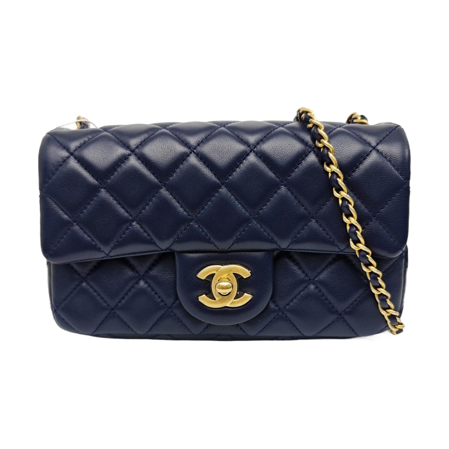 Chanel Classic Flap Shoulder Bag, 20 cm, Navy, Leather, photograph 1