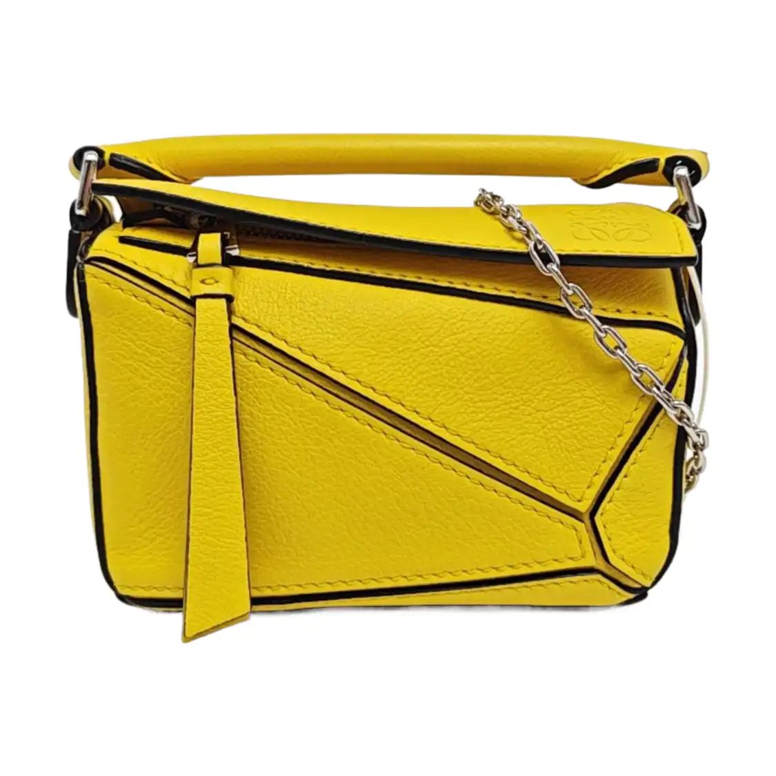 Loewe Puzzle sac porté épaule, 12.5 cm, jaune, cuir, photographier 1