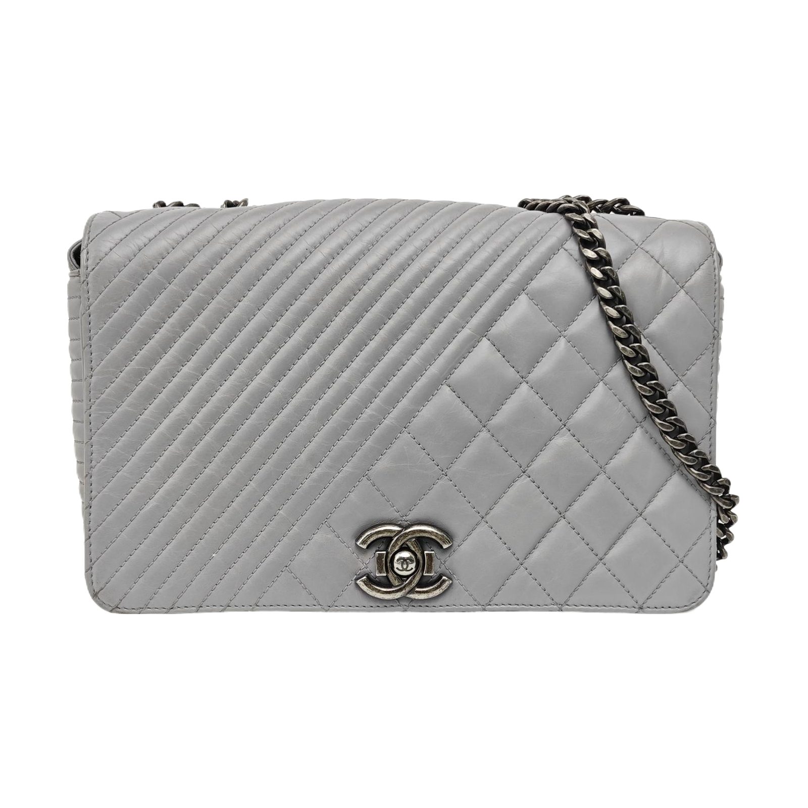 Chanel Boy Chanel 20, gris, cuir, photographier 1