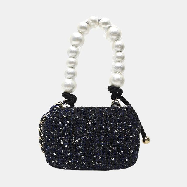 Chanel Classic Flap 27, أسود, قماش التويد