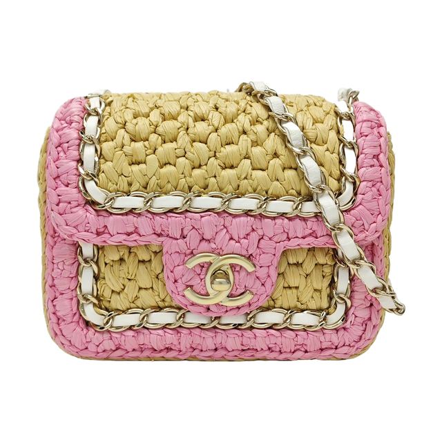CHANEL Classic Flap, كاكي, مادة مجدولة