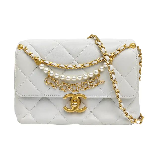 CHANEL Classic Flap, white, جلد