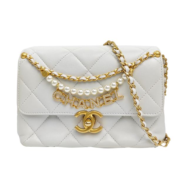 CHANEL Classic Flap, أبيض, جلد
