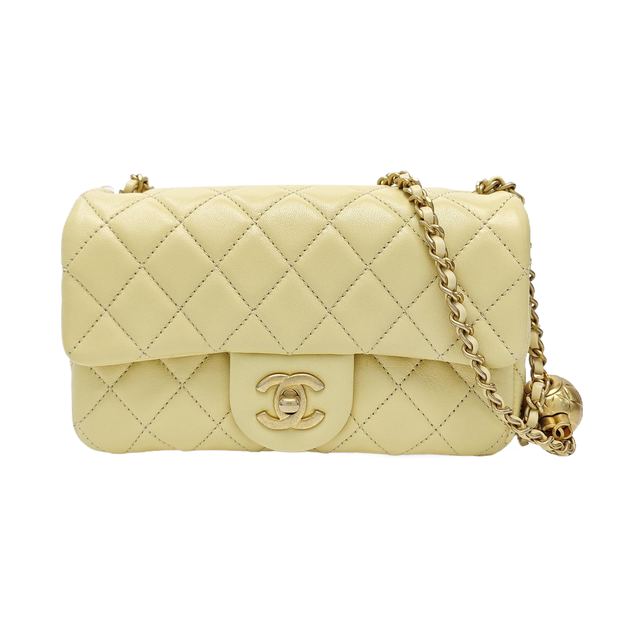 CHANEL Classic Flap, أصفر, جلد