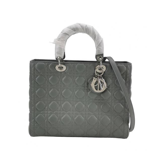 Dior Lady Dior, رمادي, جلد