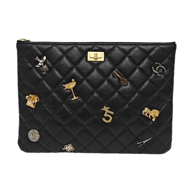 CHANEL Handbag, أسود, جلد