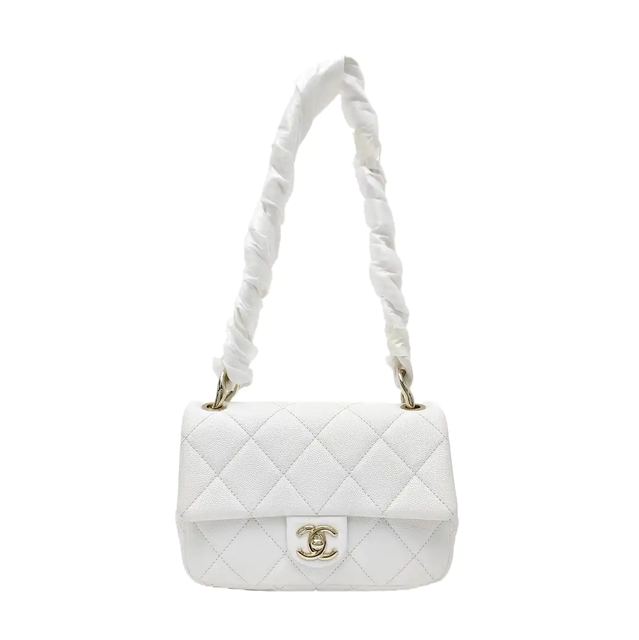 CHANEL Classic Flap, Weiß, Leder