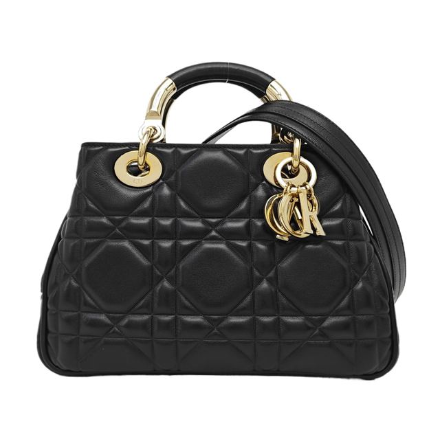 Dior Lady 22 Handtasche, 25 cm, Schwarz, Leder