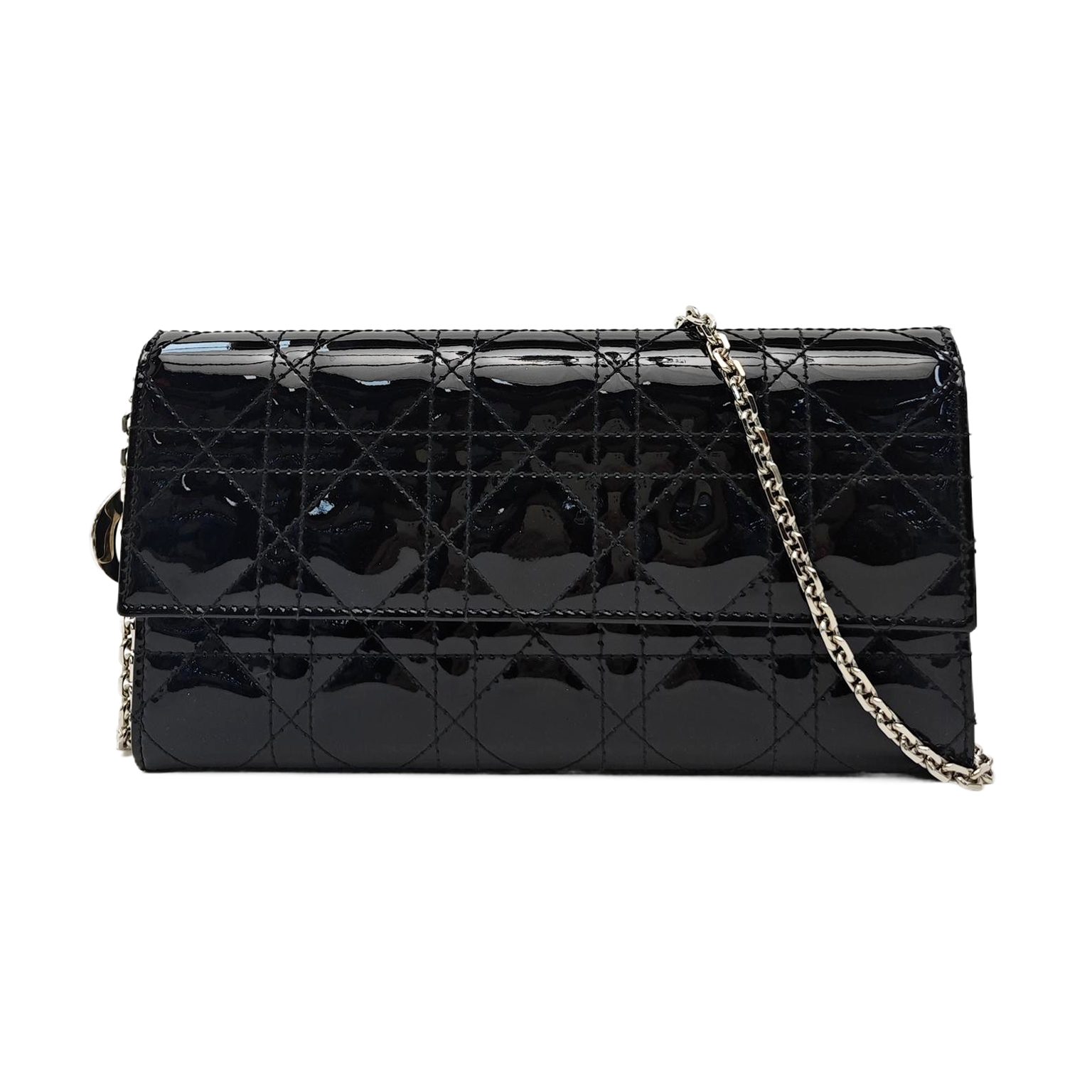 Dior Lady Dior Handbag, 21.5 cm, black, Patent leather, photograph 1