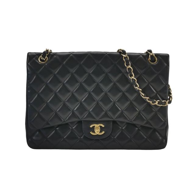 Chanel Classic Flap Schultertasche, 33 cm, Schwarz, Lammleder
