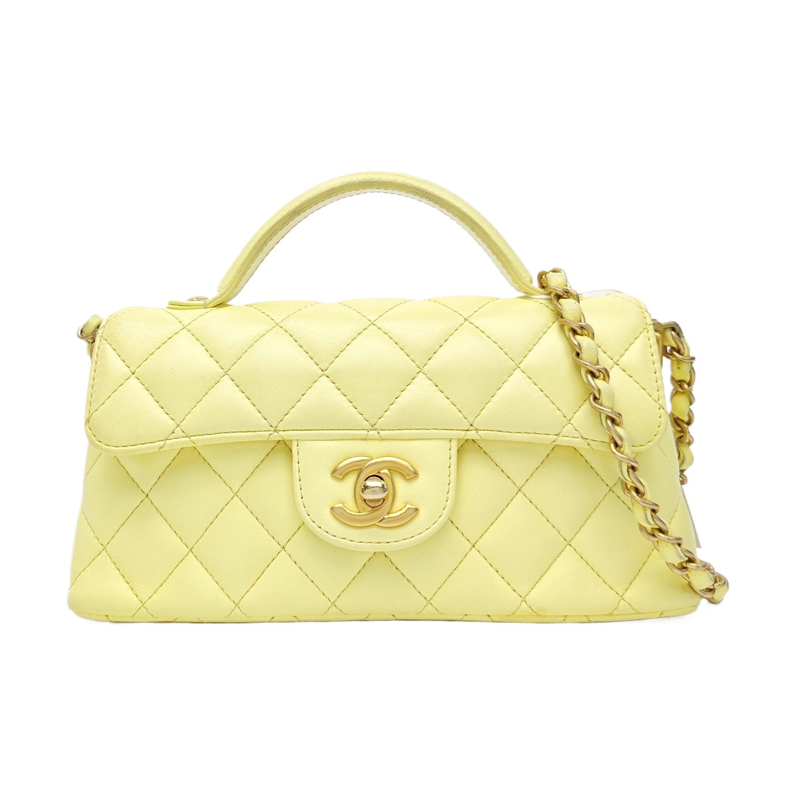 Chanel Classic Flap Shoulder Bag, 22 cm, yellow, Lambskin, photograph 1