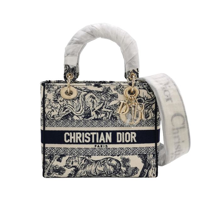 Dior Lady Dior Schultertasche, 24 cm, Canvas