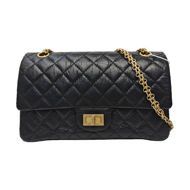 Chanel 2.55 Handtasche, 24 cm, Schwarz, Artikel 909261221643, Kalbsleder, Leder