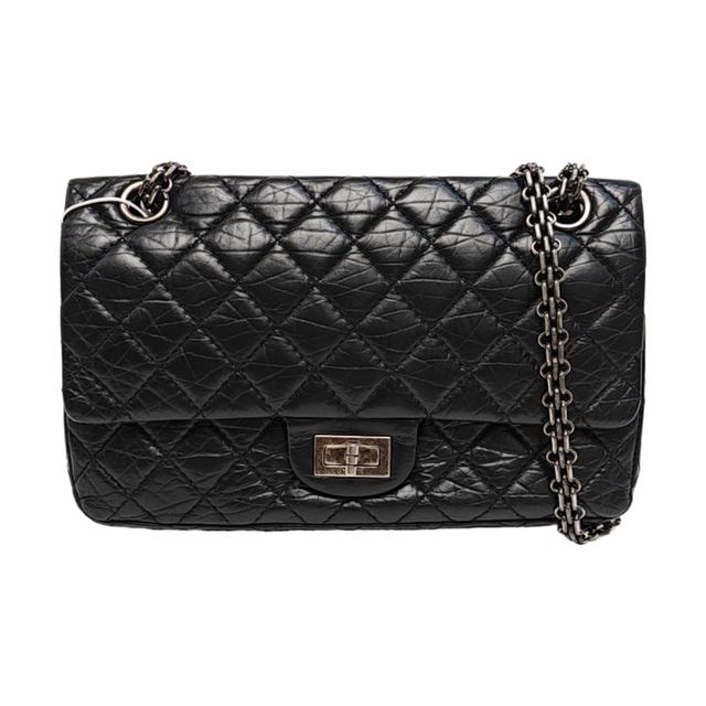 Chanel 2.55 Schultertasche, 24 cm, Schwarz, Artikel 911864041729, Leder