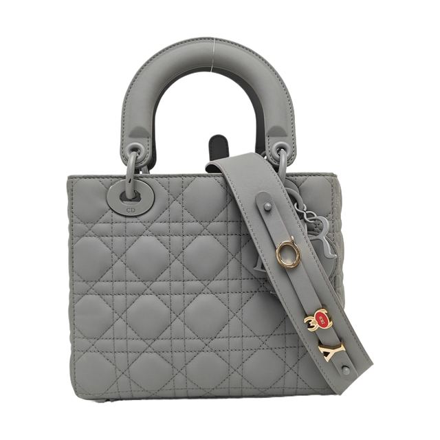Dior Lady Dior Handtasche, 20 cm, Grau, Artikel 912166711184, Lammleder
