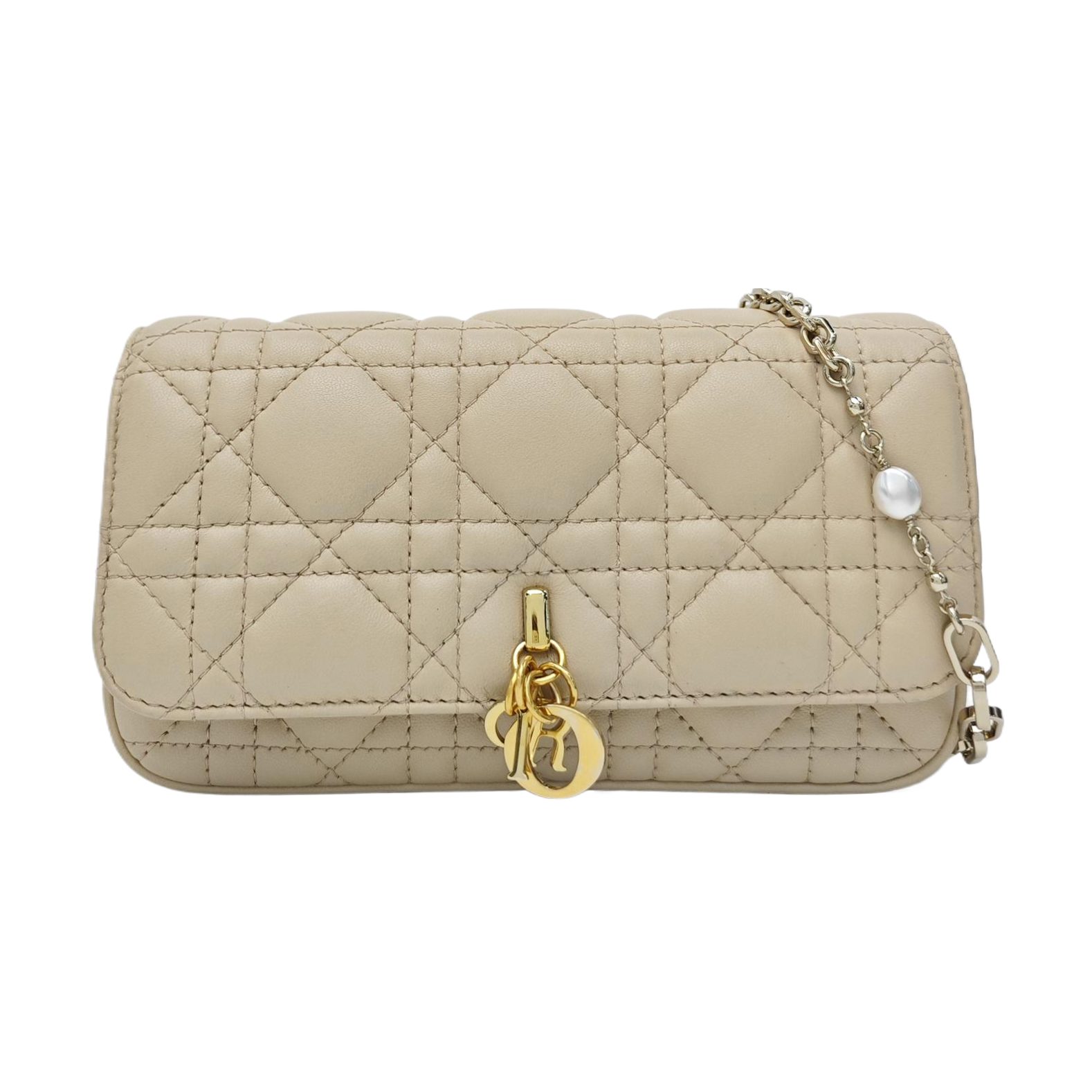 Dior Lady Dior Schultertasche, 18.5 cm, Khaki, Lammleder, Fotografiere 1