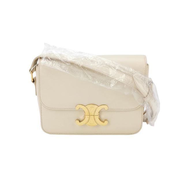 Celine Triomphe Schultertasche, 18.5 cm, Ecru, Leder