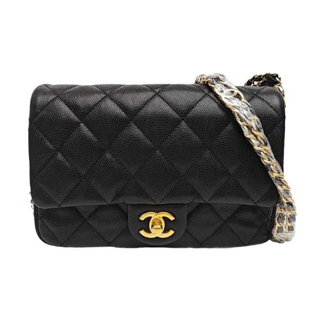 Chanel Classic Flap Schultertasche, 20 cm, Schwarz, Artikel 916015003436, Leder