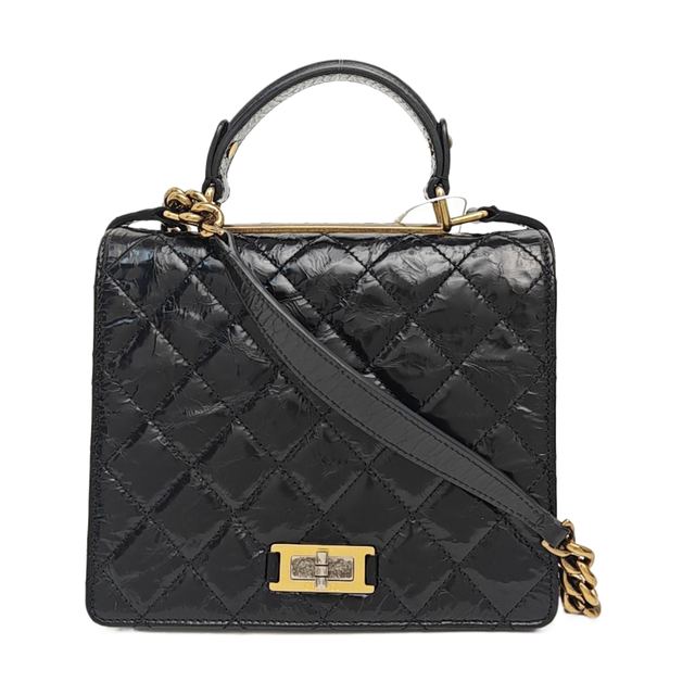 Chanel 2.55 Handtasche, 21 cm, Schwarz, Leder