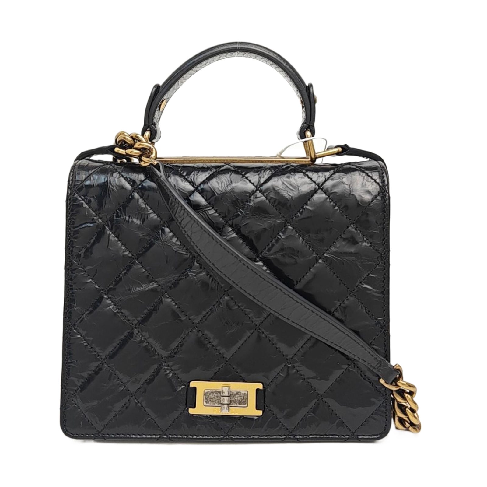 Chanel 2.55 Handtasche, 21 cm, Schwarz, Leder, Fotografiere 1